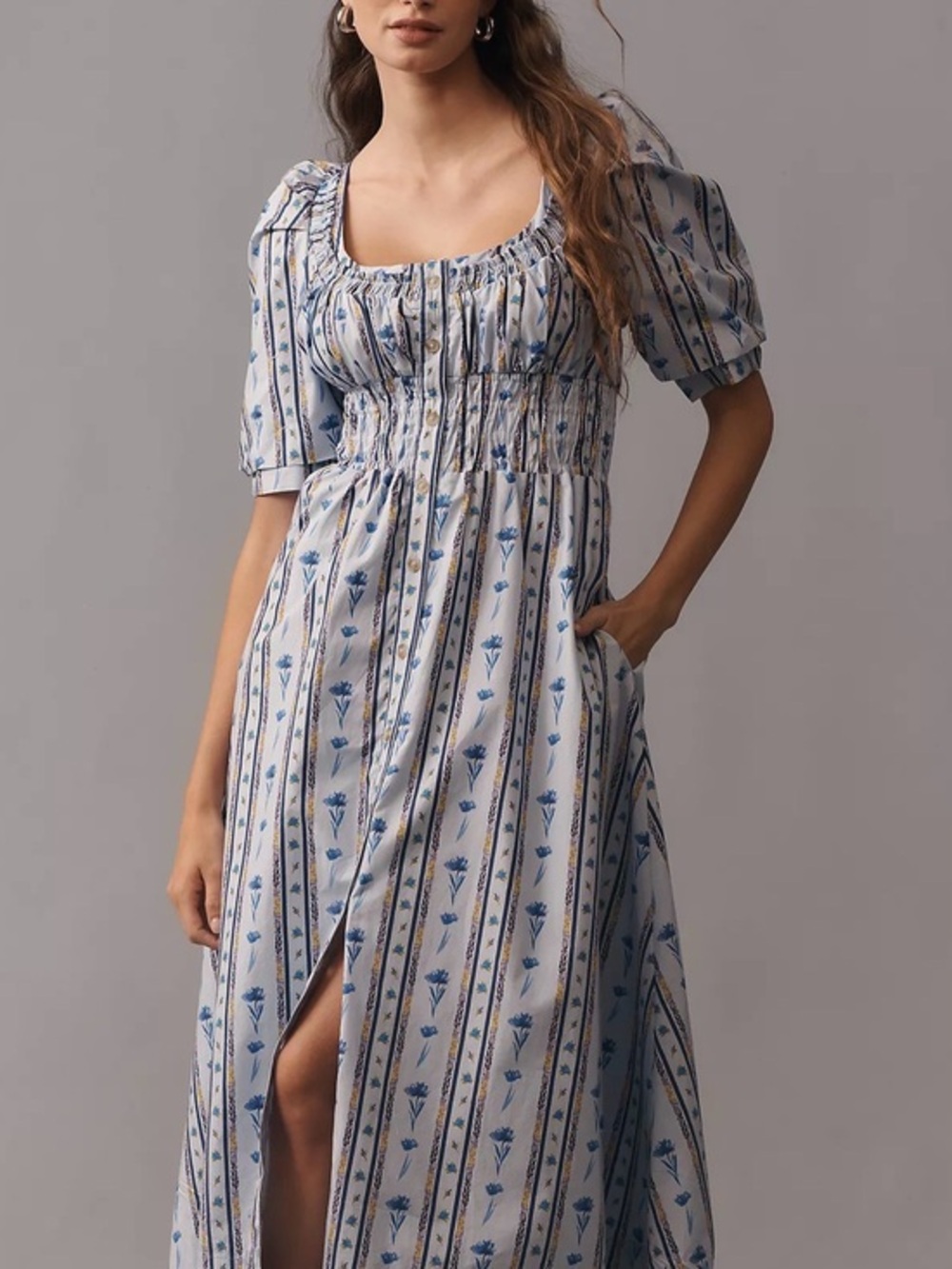 NWT Anthropologie Short-Sleeve High-Low Midi Dress